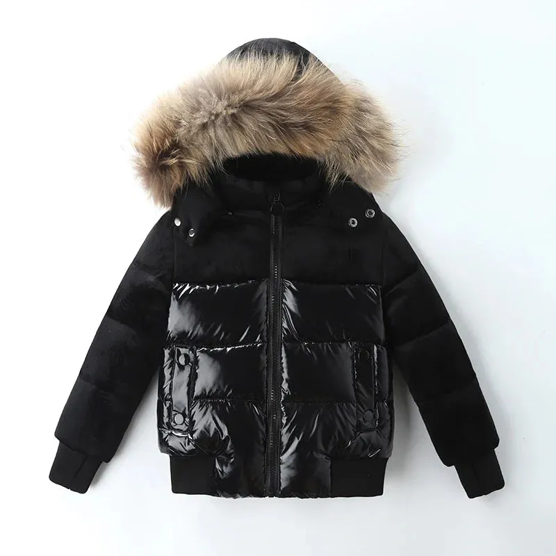Black Winter Jacket Parka For Boys Winter Coat 90% Down Girls Jackets Children's Clothing Snow Wear Kids Outerwear Boy Clothes