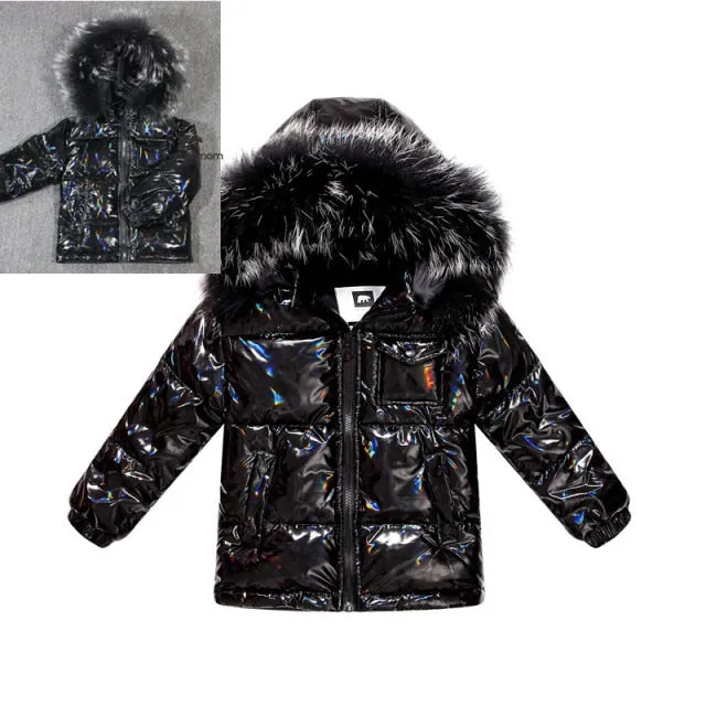 Black Winter Jacket Parka For Boys Winter Coat 90% Down Girls Jackets Children's Clothing Snow Wear Kids Outerwear Boy Clothes