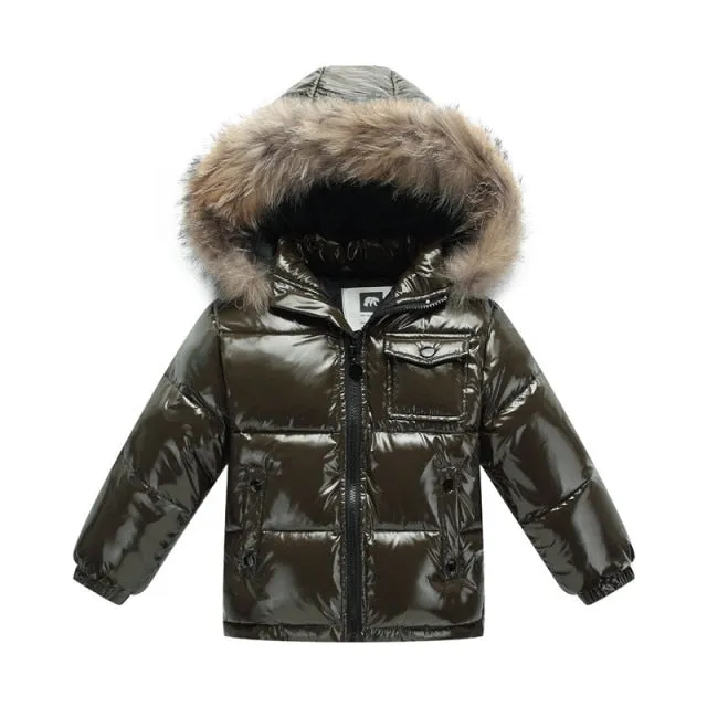 Black Winter Jacket Parka For Boys Winter Coat 90% Down Girls Jackets Children's Clothing Snow Wear Kids Outerwear Boy Clothes
