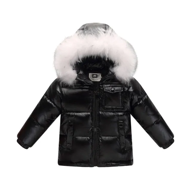 Black Winter Jacket Parka For Boys Winter Coat 90% Down Girls Jackets Children's Clothing Snow Wear Kids Outerwear Boy Clothes