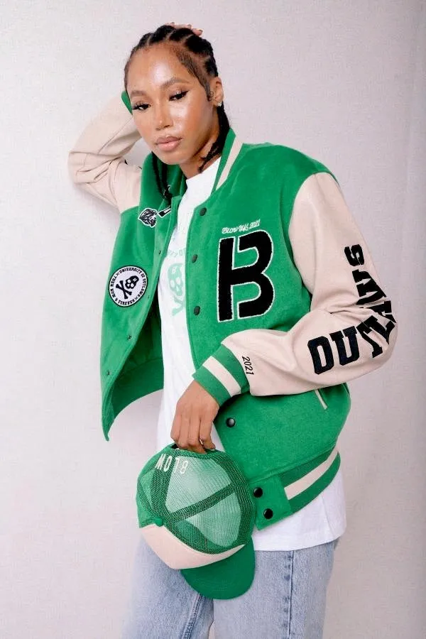 BLOW Varsity Jacket Green   White