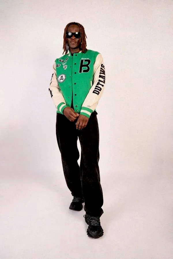 BLOW Varsity Jacket Green   White