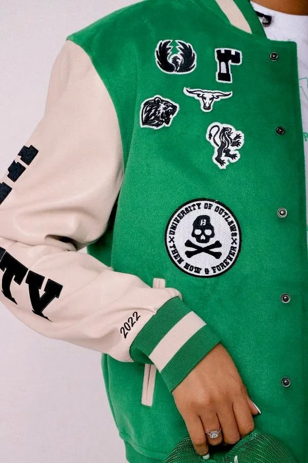 BLOW Varsity Jacket Green   White