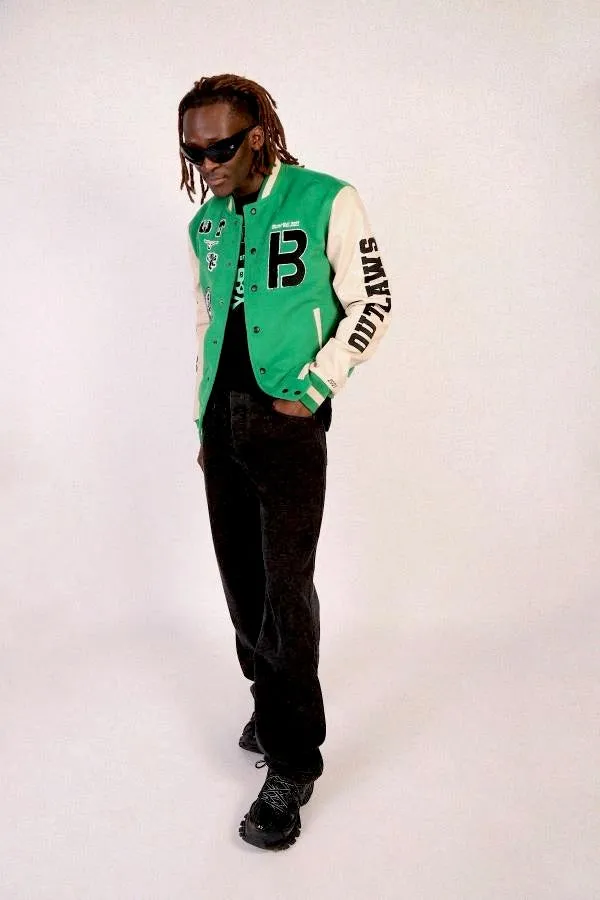 BLOW Varsity Jacket Green   White