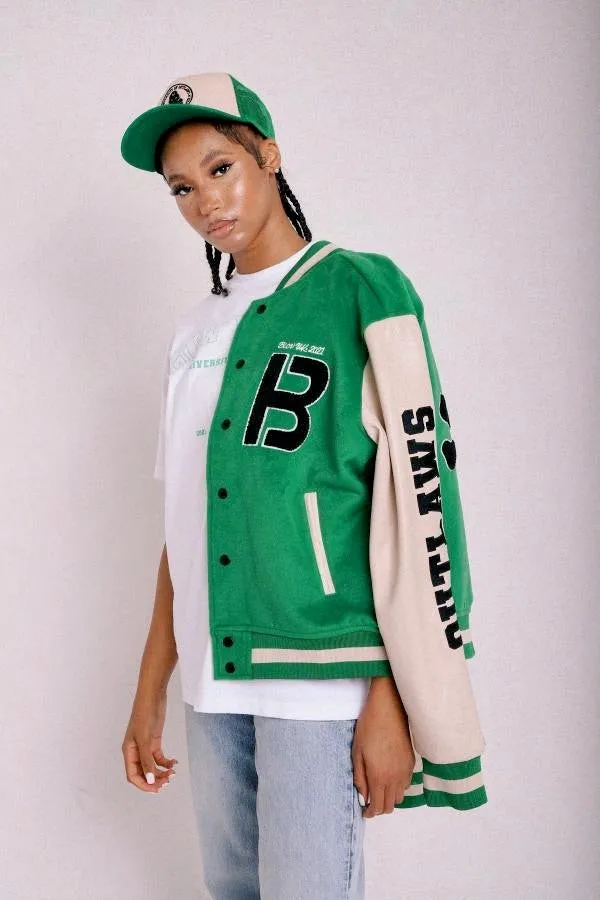 BLOW Varsity Jacket Green   White