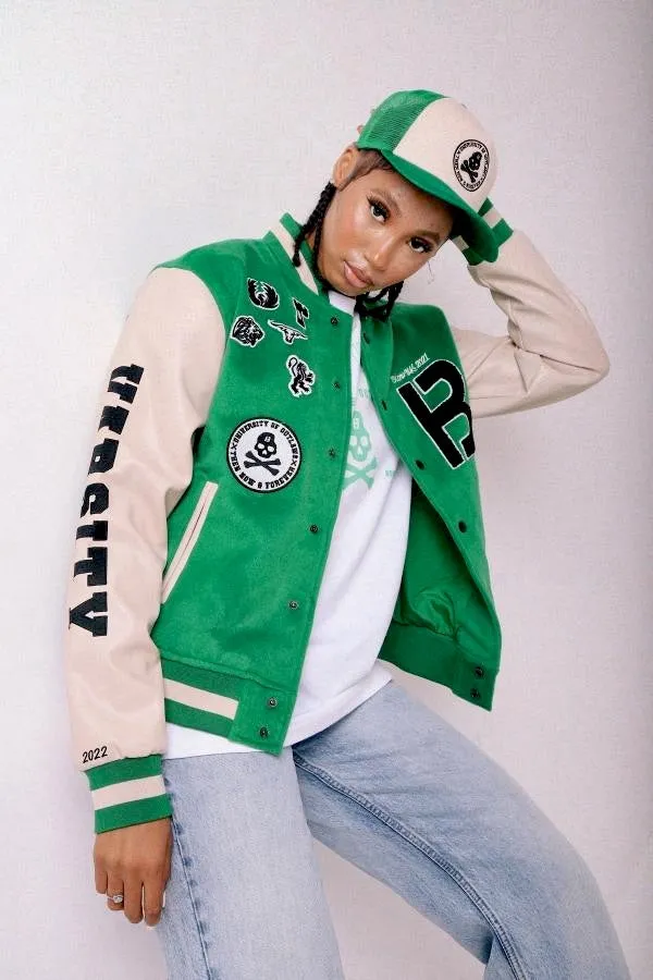 BLOW Varsity Jacket Green   White
