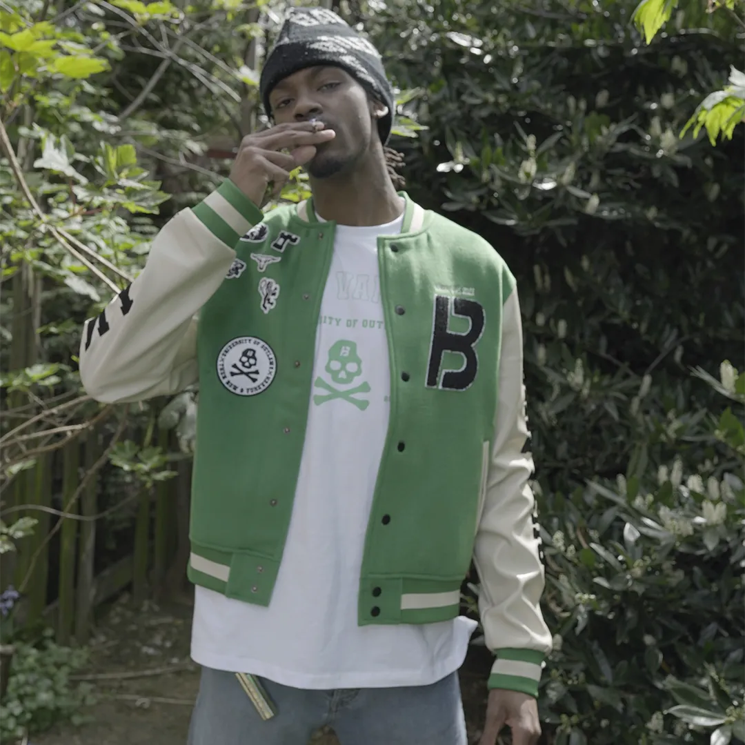 BLOW Varsity Jacket Green   White