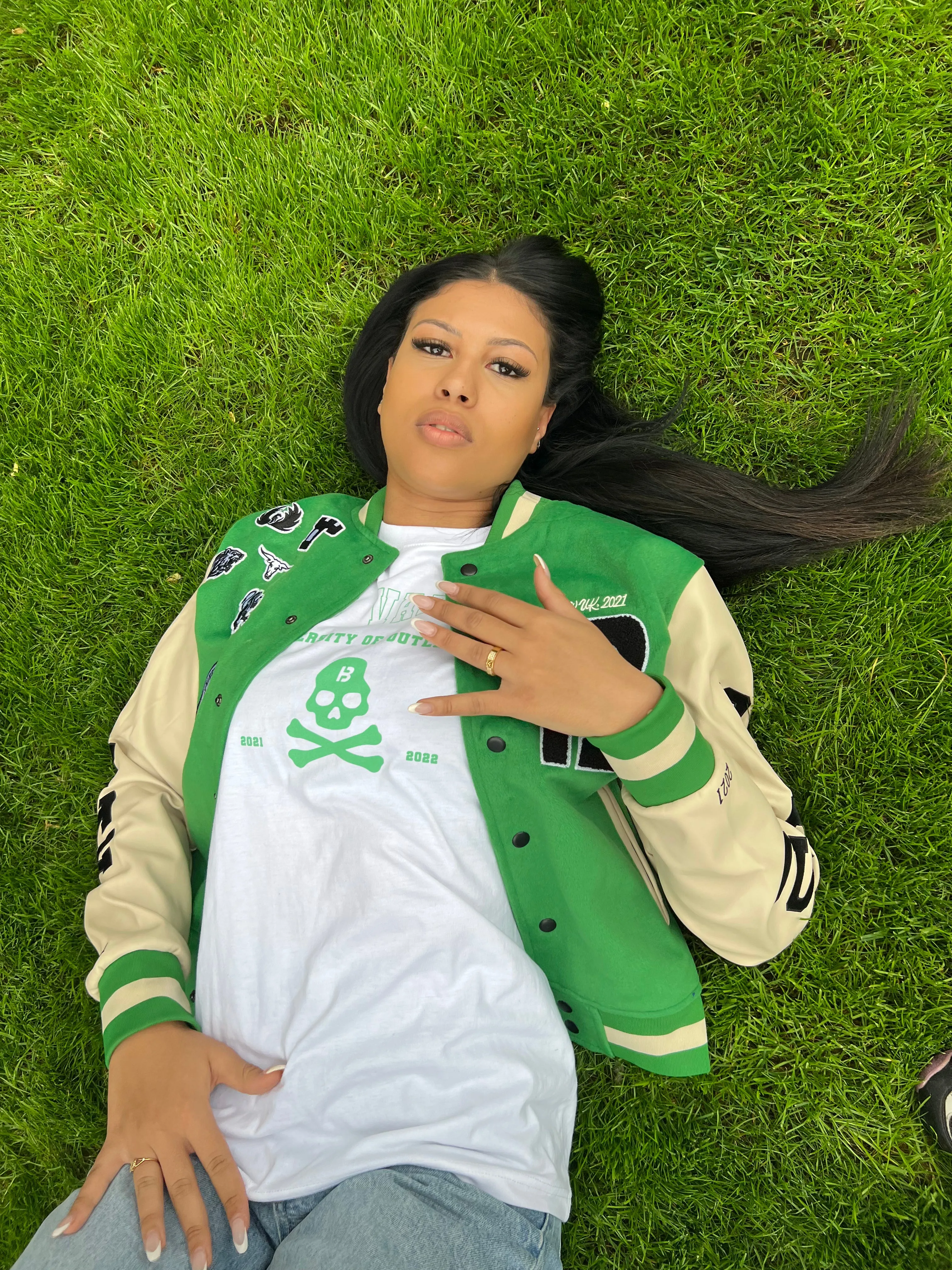 BLOW Varsity Jacket Green   White