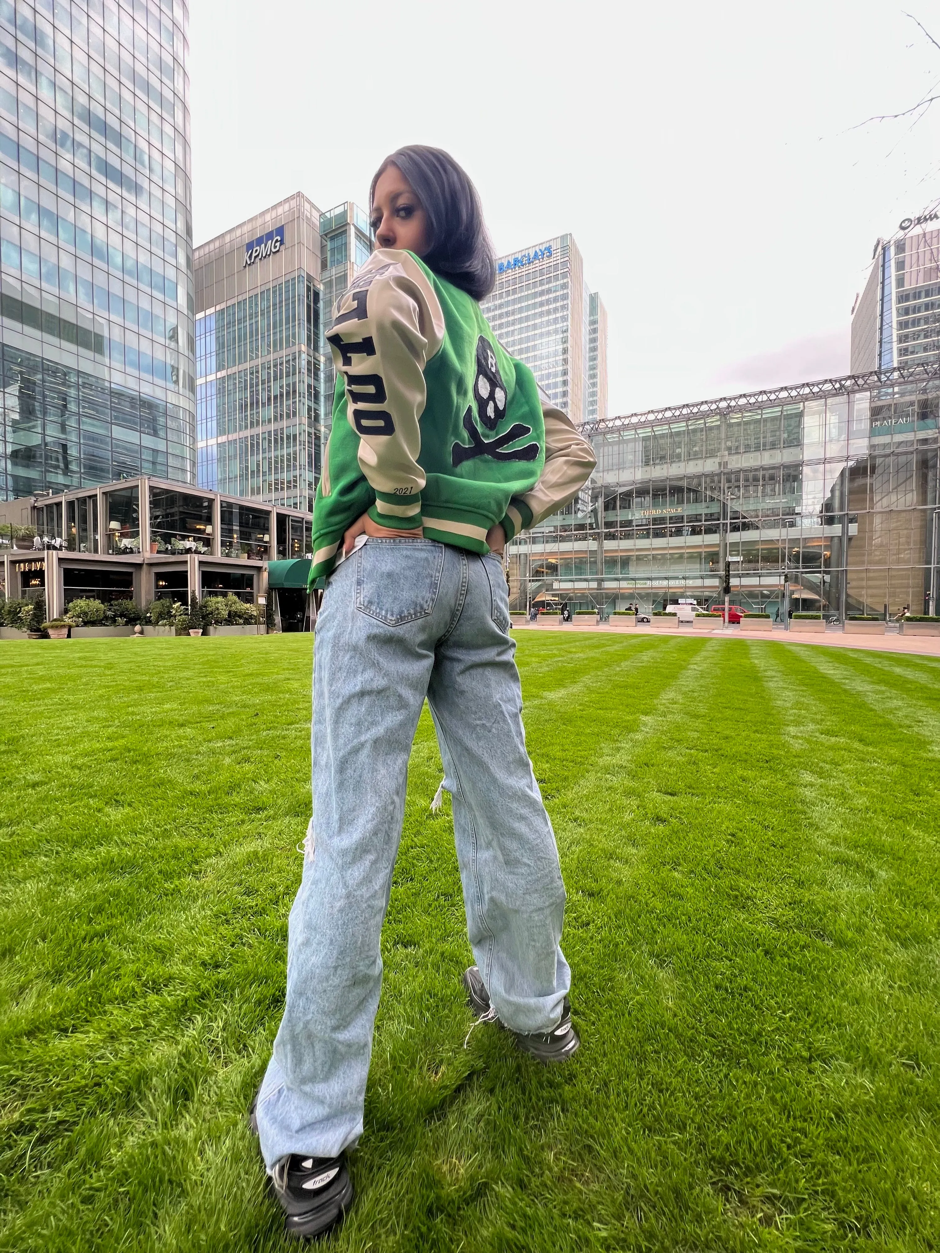 BLOW Varsity Jacket Green   White