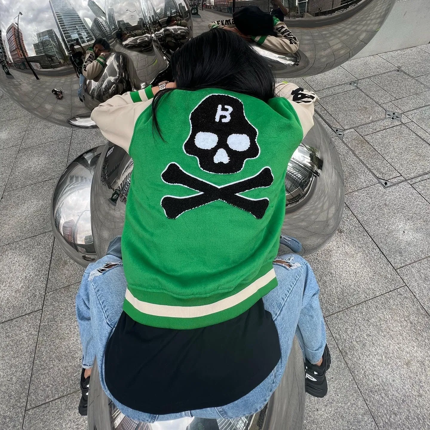 BLOW Varsity Jacket Green   White