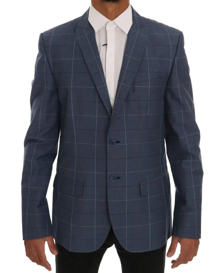 Blue Check Slim Fit Blazer Jacket