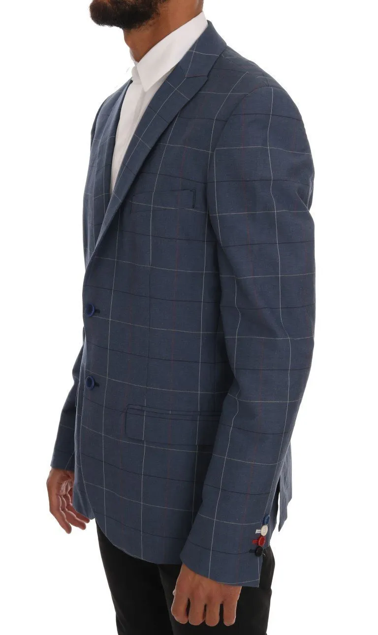 Blue Check Slim Fit Blazer Jacket