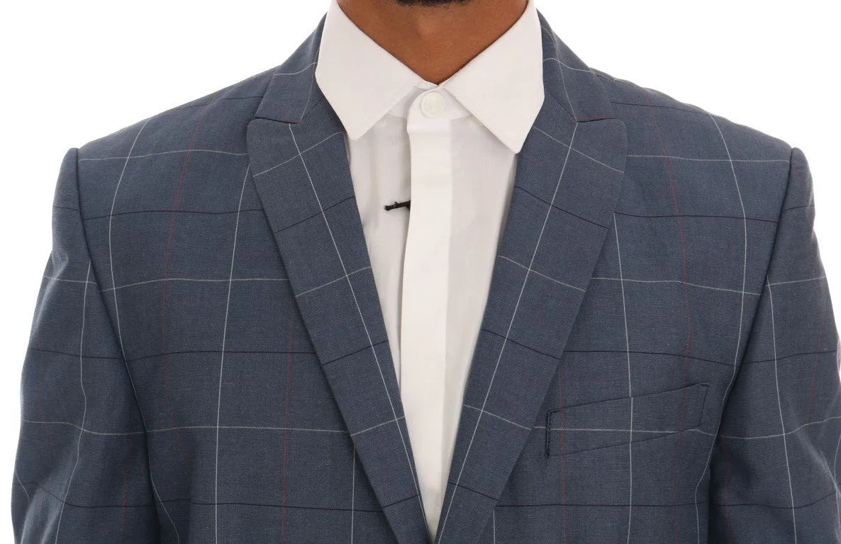 Blue Check Slim Fit Blazer Jacket