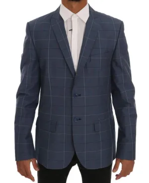 Blue Check Slim Fit Blazer Jacket