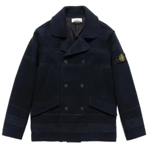 Blue Wool Men Jacket