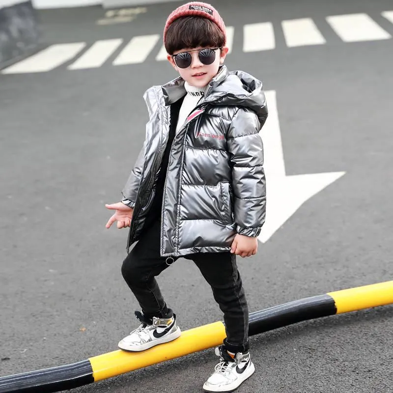 Boy Down Jacket Warm Child Down Parkas Coat Fur Kid Thickening Outerwear for Cold Winter