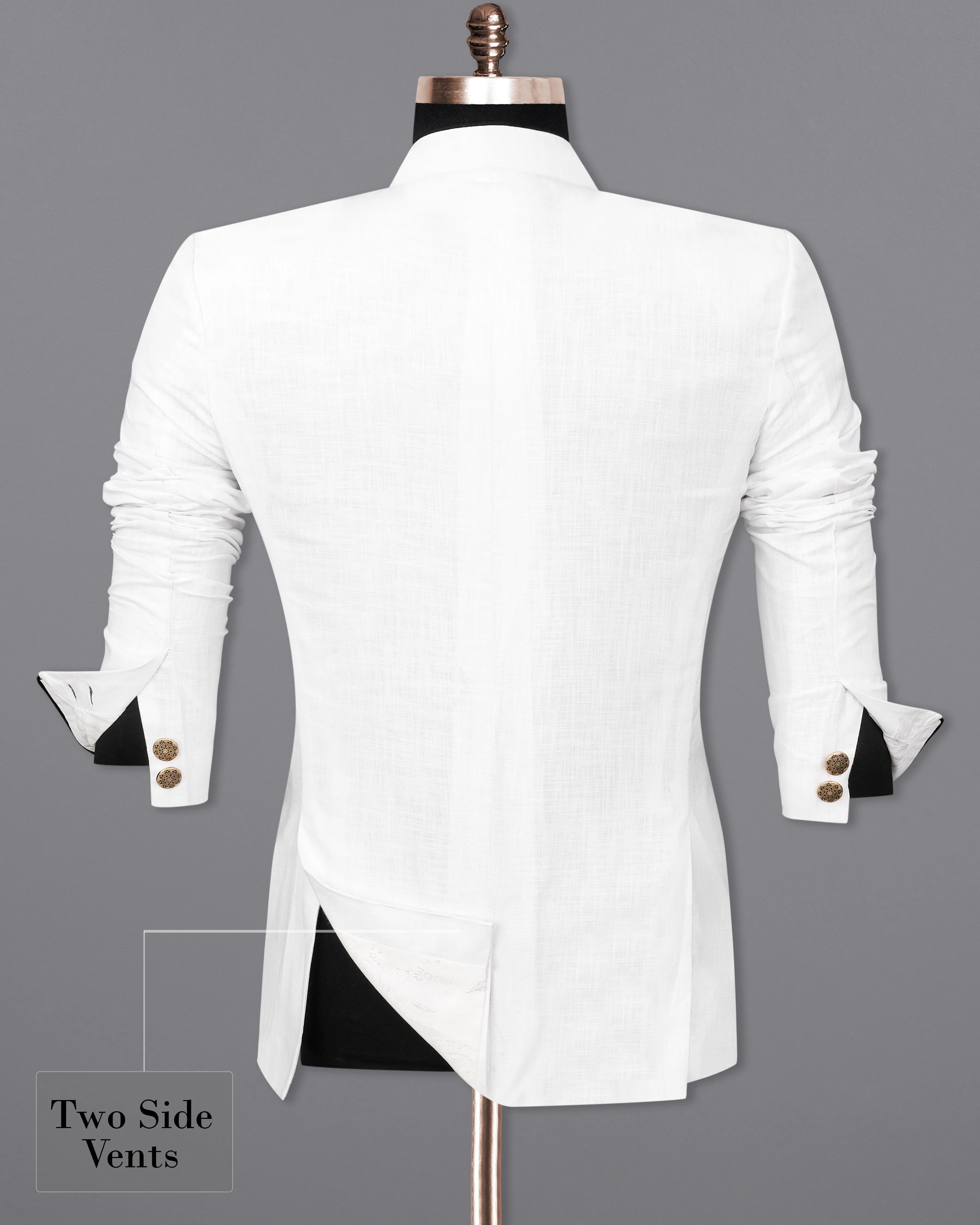 Bright White Bandhgala Luxurious Linen Designer Blazer