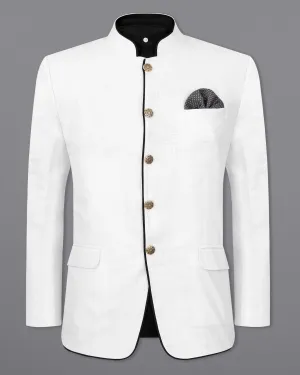 Bright White Bandhgala Luxurious Linen Designer Blazer