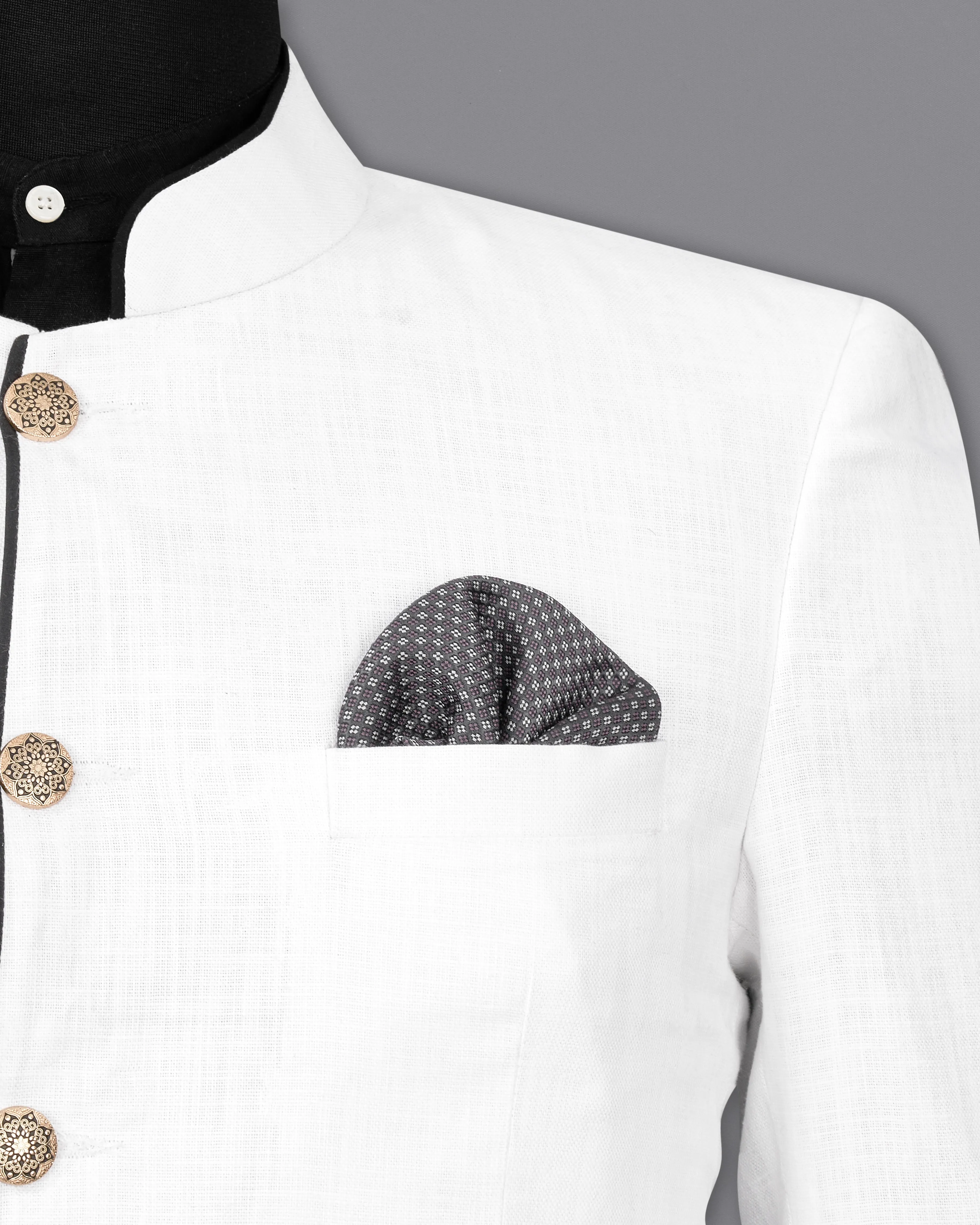Bright White Bandhgala Luxurious Linen Designer Blazer