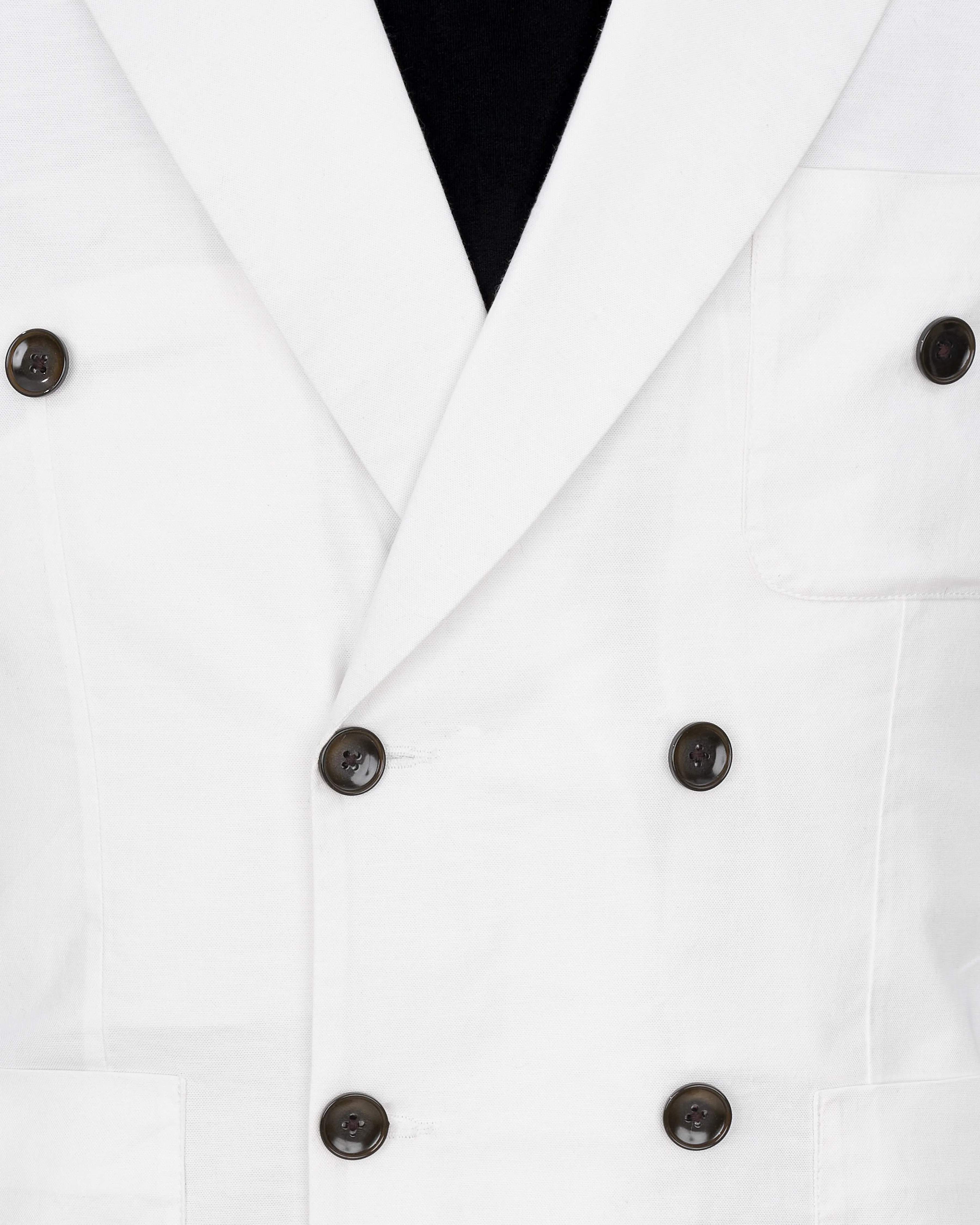 Bright White Luxurious Linen Double Breasted Sports Blazer