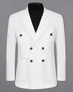 Bright White Luxurious Linen Double Breasted Sports Blazer