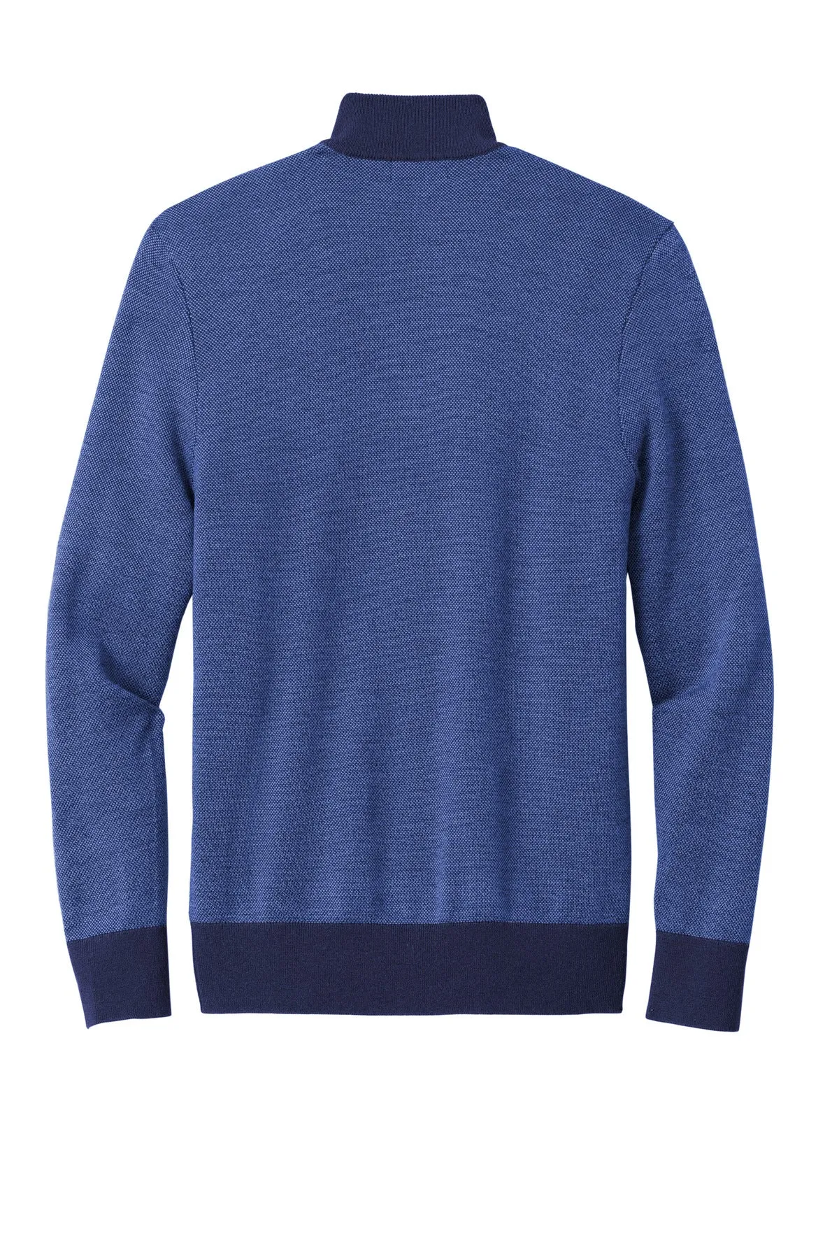 Brooks Brothers Washable Merino Birdseye 1/4-Zip Sweater BB18412 Navy/ Compass Blue