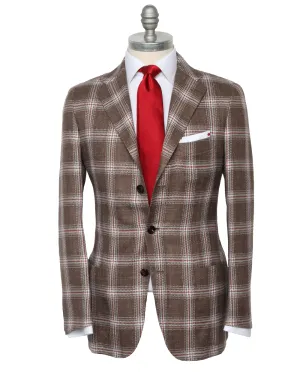 Brown with White and Red Windowpane Sportcoat