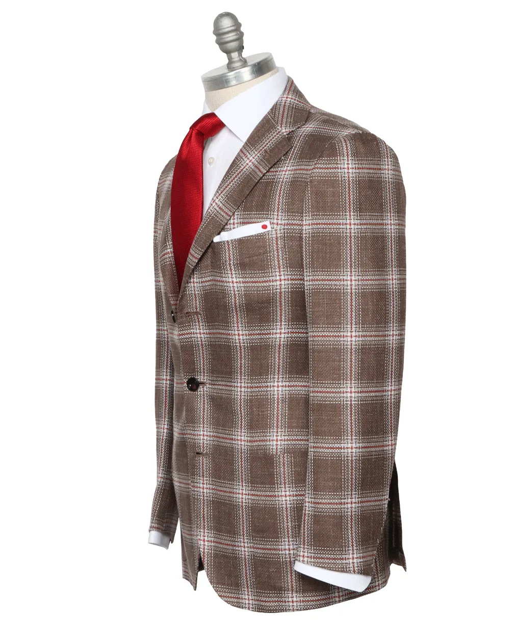 Brown with White and Red Windowpane Sportcoat