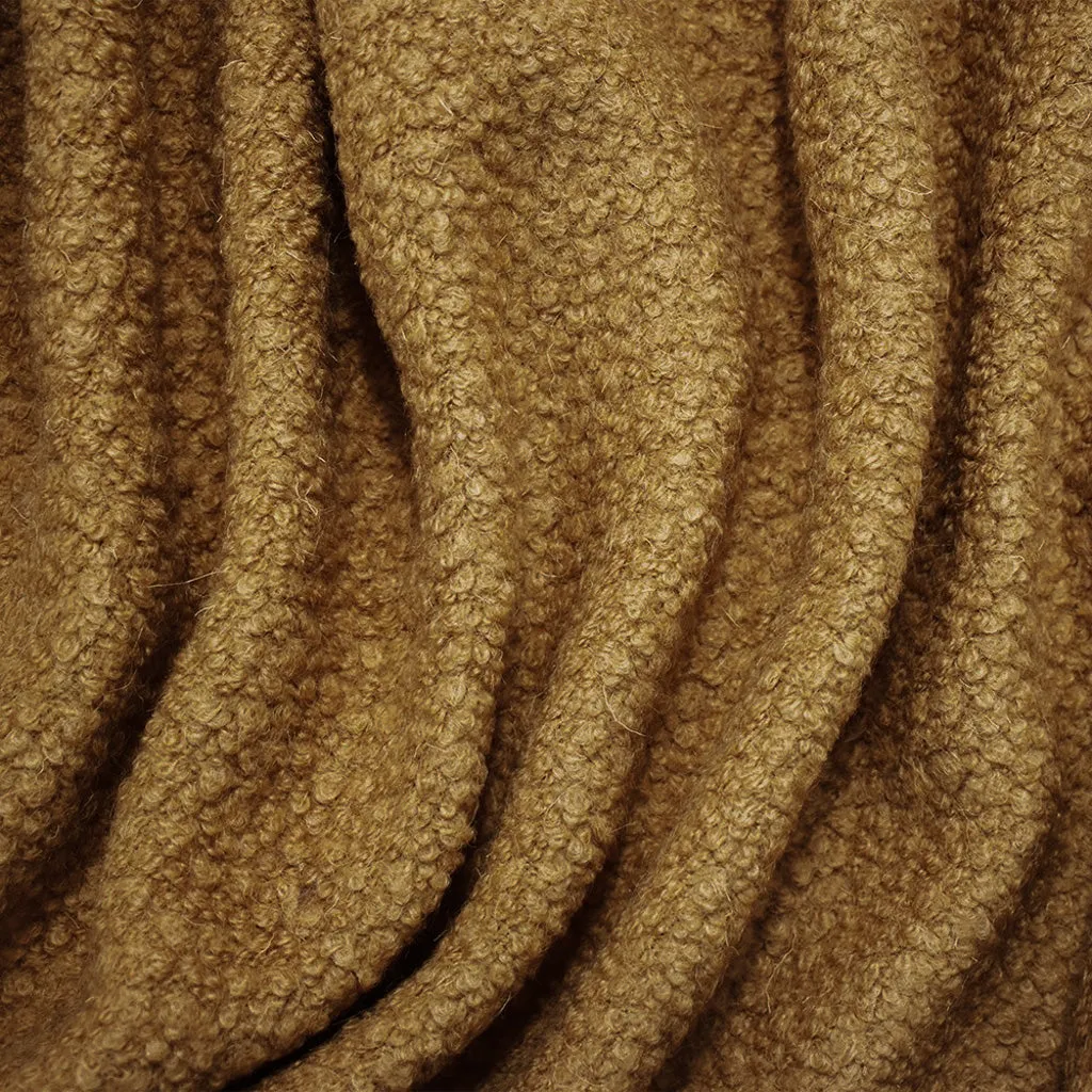 Brown Wool-Poly Boucle Knit Fabric