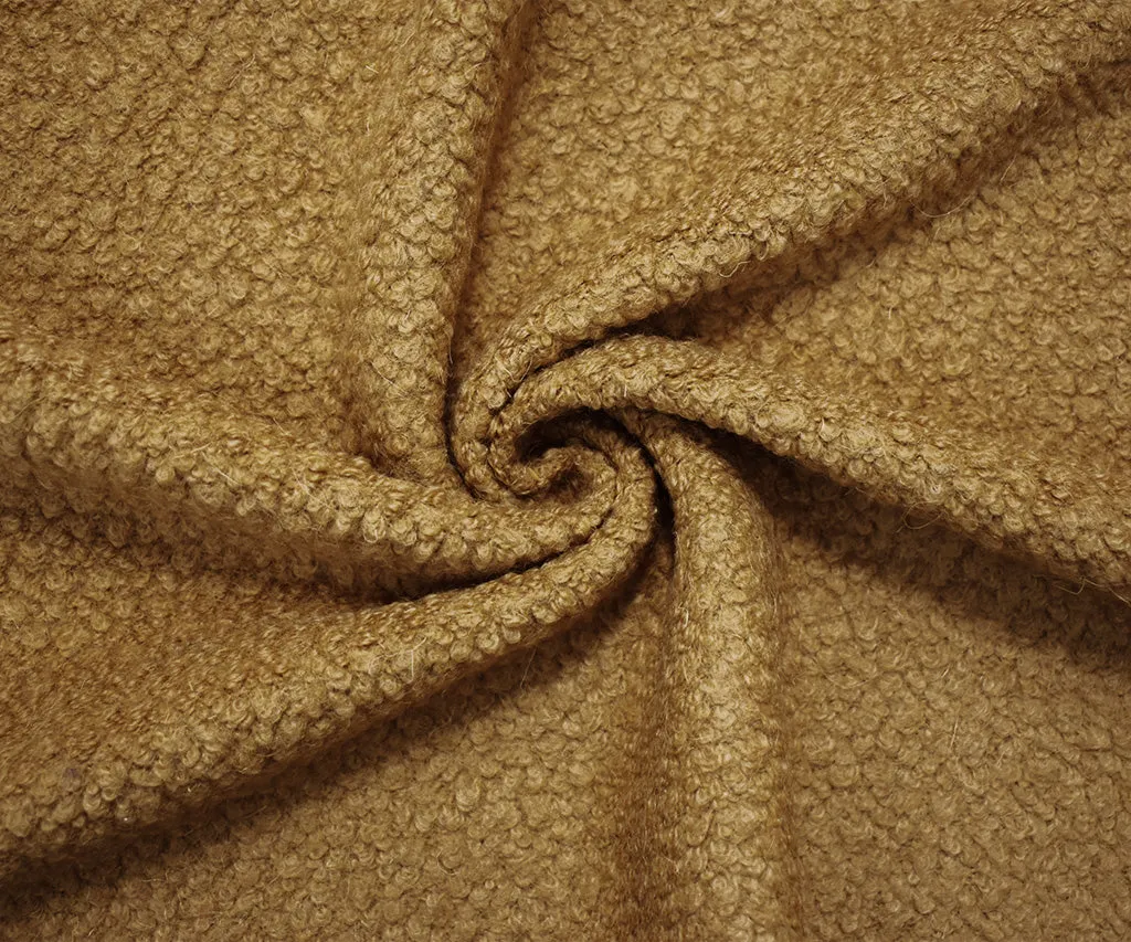Brown Wool-Poly Boucle Knit Fabric