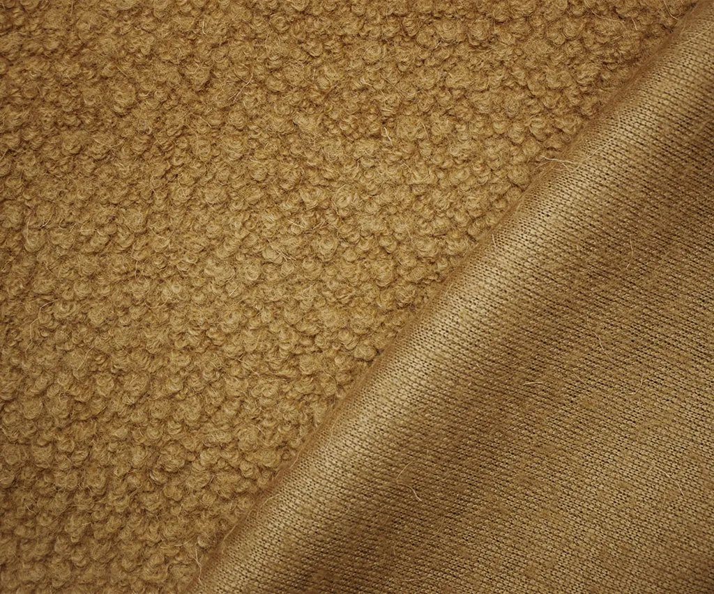 Brown Wool-Poly Boucle Knit Fabric