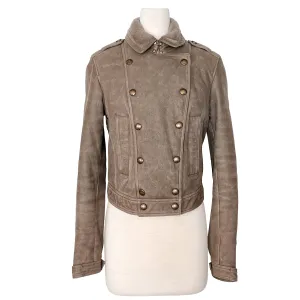 Burberry Brit Jacket 100% Lamb Suede Shearling Double Breasted Coat Jacket Size US 6