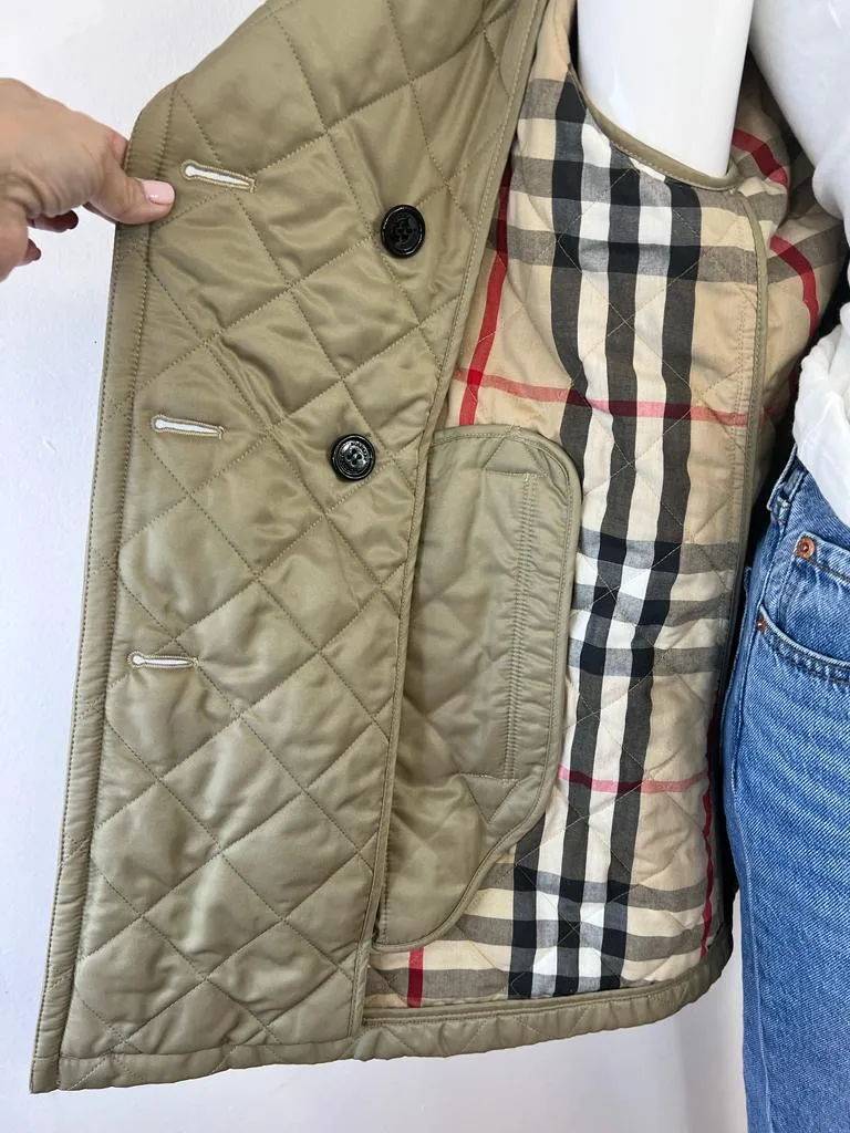 BURBERRY DOUBLE BREASTED QUILTED NOVA CHECK BRIT COAT
