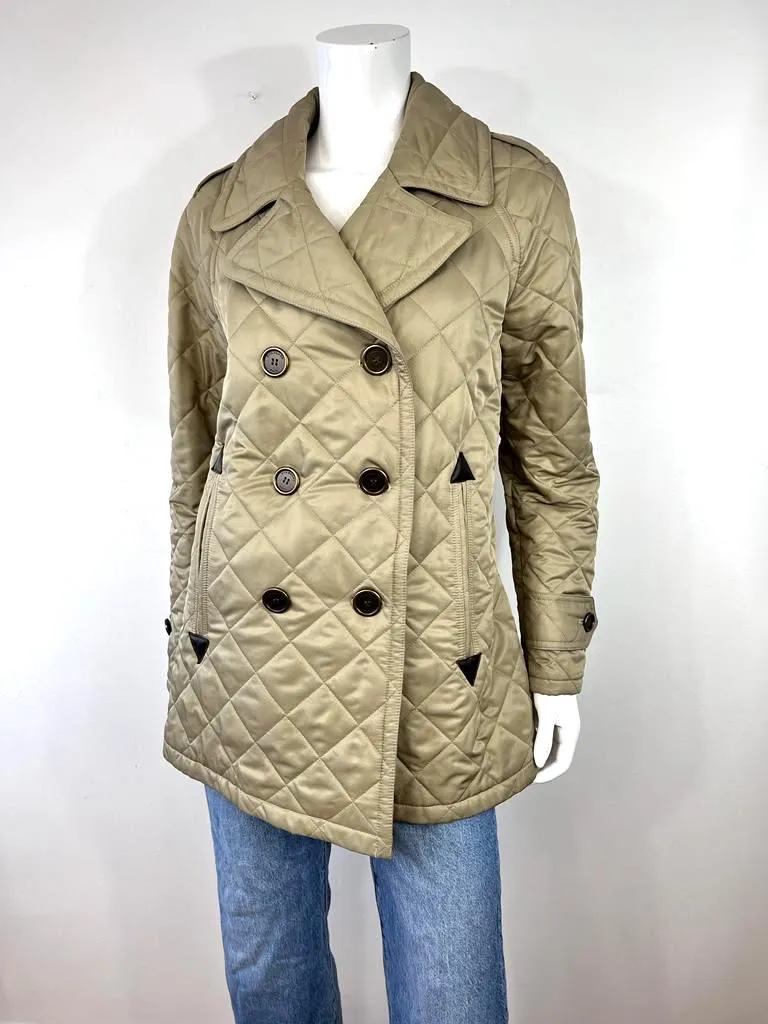 BURBERRY DOUBLE BREASTED QUILTED NOVA CHECK BRIT COAT