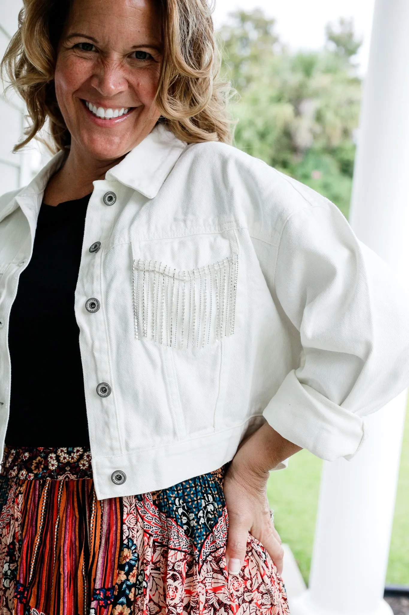 Cascade Denim Jacket Diamond Fringe
