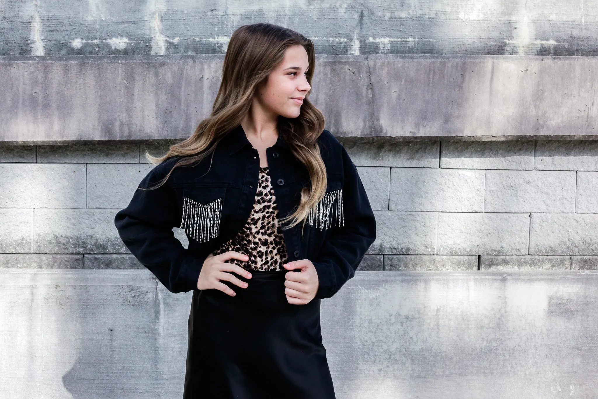 Cascade Denim Jacket Diamond Fringe