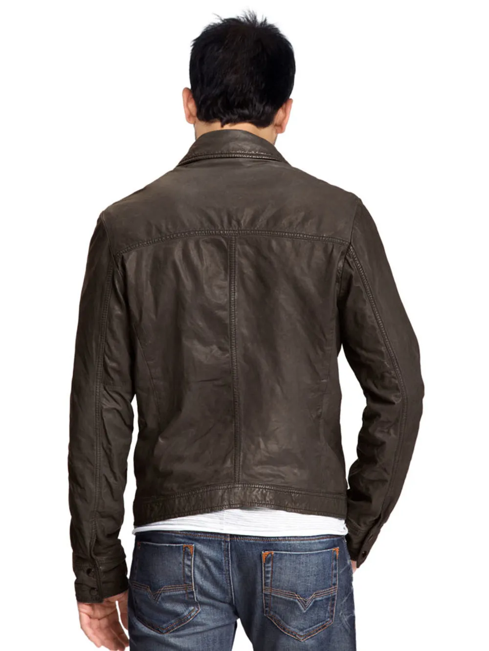 Casual Welt Pocket Leather Jacket