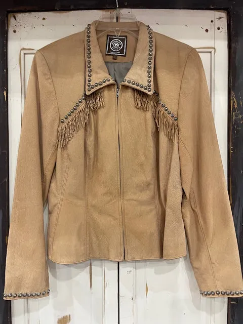 CF35-20 CLASSIC SLIM JKT W/FRINGE-FADED LIGHT TAN-SM