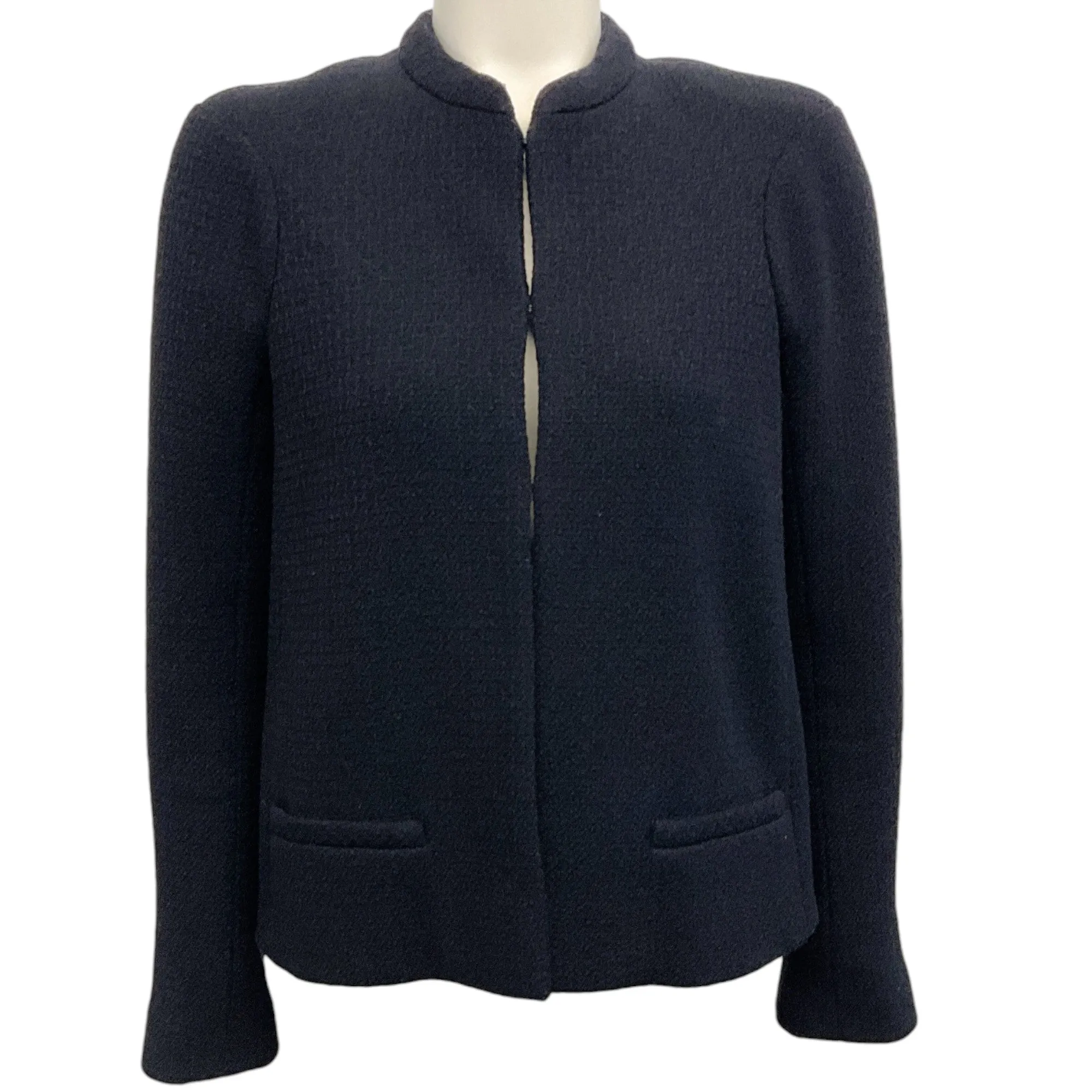 Chanel Black Wool Jacket with Inverted Back Pleat