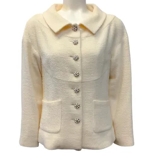 Chanel Ivory Boucle Jacket with Enamel Buttons