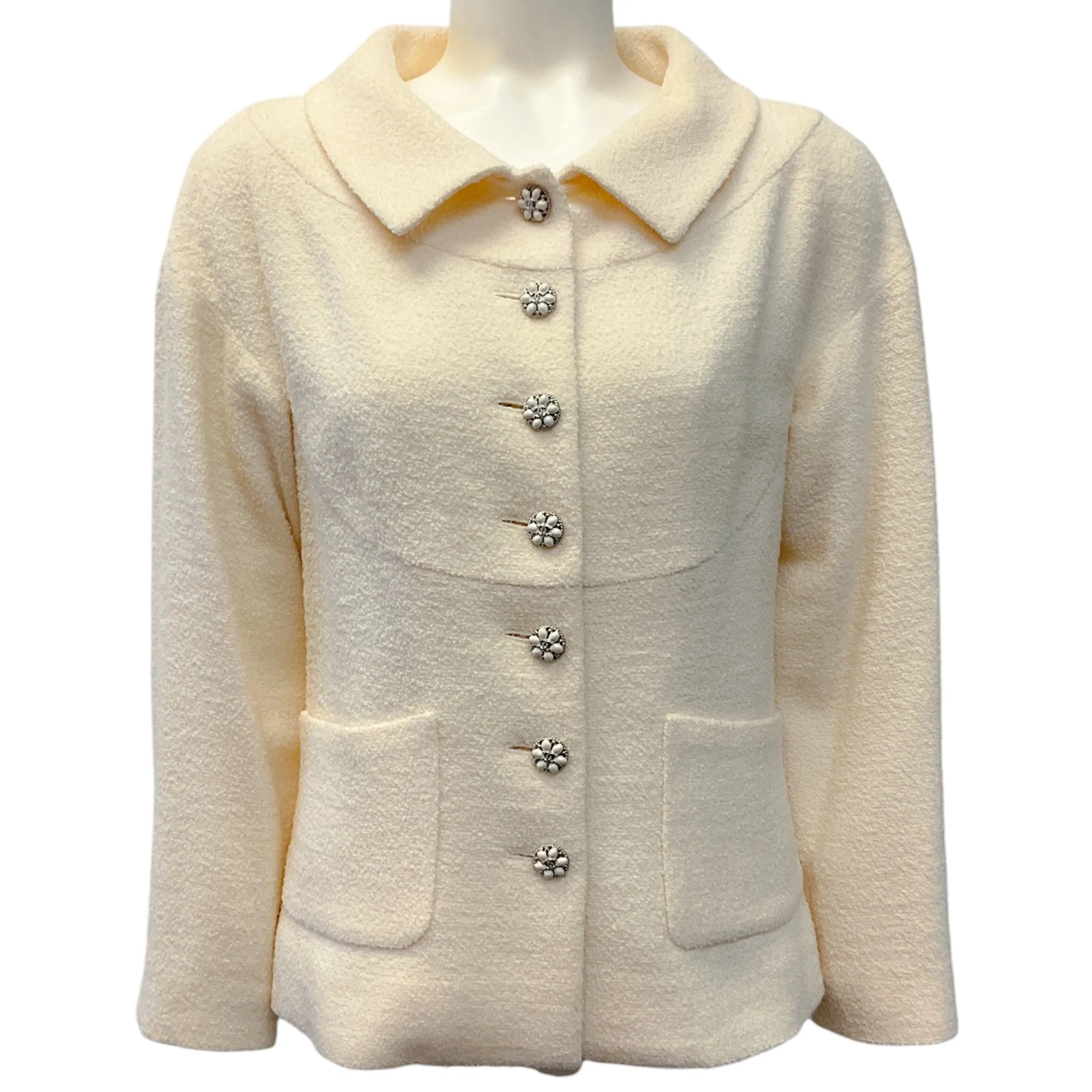 Chanel Ivory Boucle Jacket with Enamel Buttons