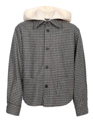 Checked Shirt Jacket with Hoodie