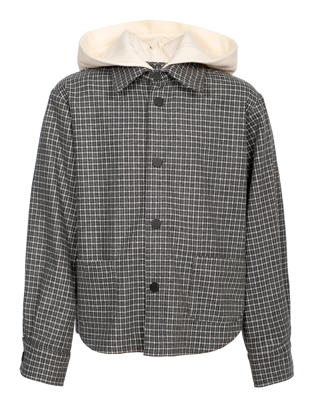 Checked Shirt Jacket with Hoodie