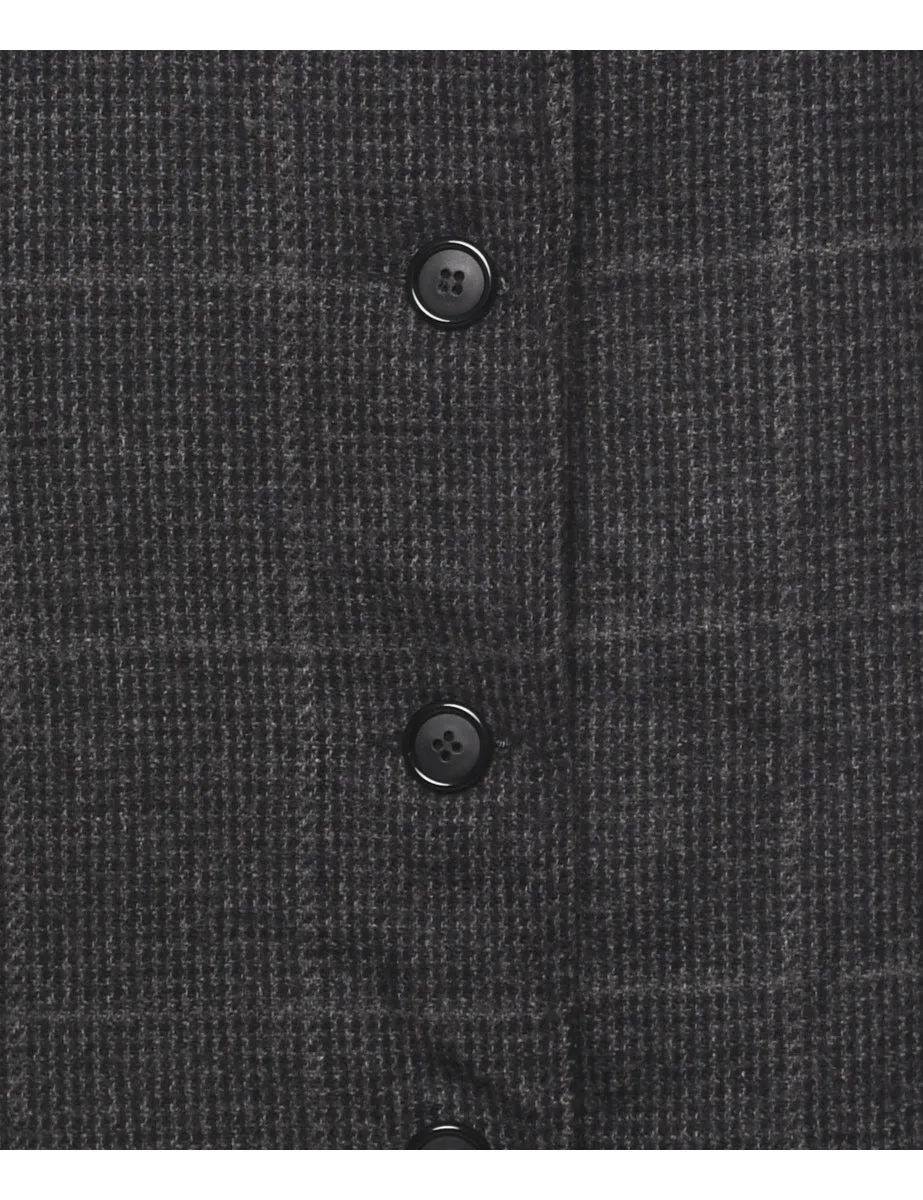 Checked Wool Coat - L