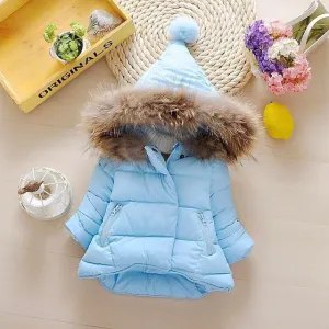 children Jacket Outerwear Baby Boys Girls Winter Warm Down Cotton Hooded Coat