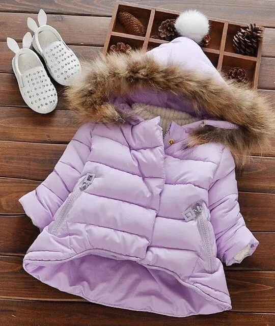 children Jacket Outerwear Baby Boys Girls Winter Warm Down Cotton Hooded Coat
