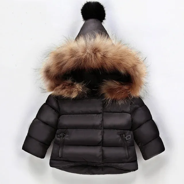 children Jacket Outerwear Baby Boys Girls Winter Warm Down Cotton Hooded Coat