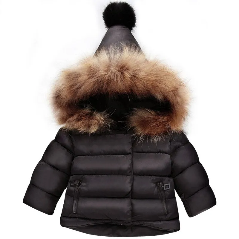 children Jacket Outerwear Baby Boys Girls Winter Warm Down Cotton Hooded Coat
