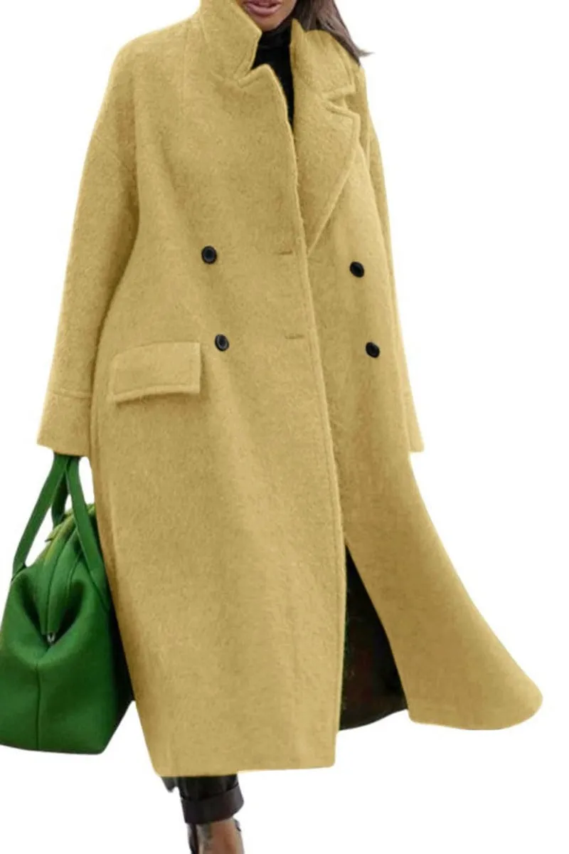 Chouyatou Women Oversized Long Winter Coats Warm Wool Blend Pea Trench Coat Overcoat