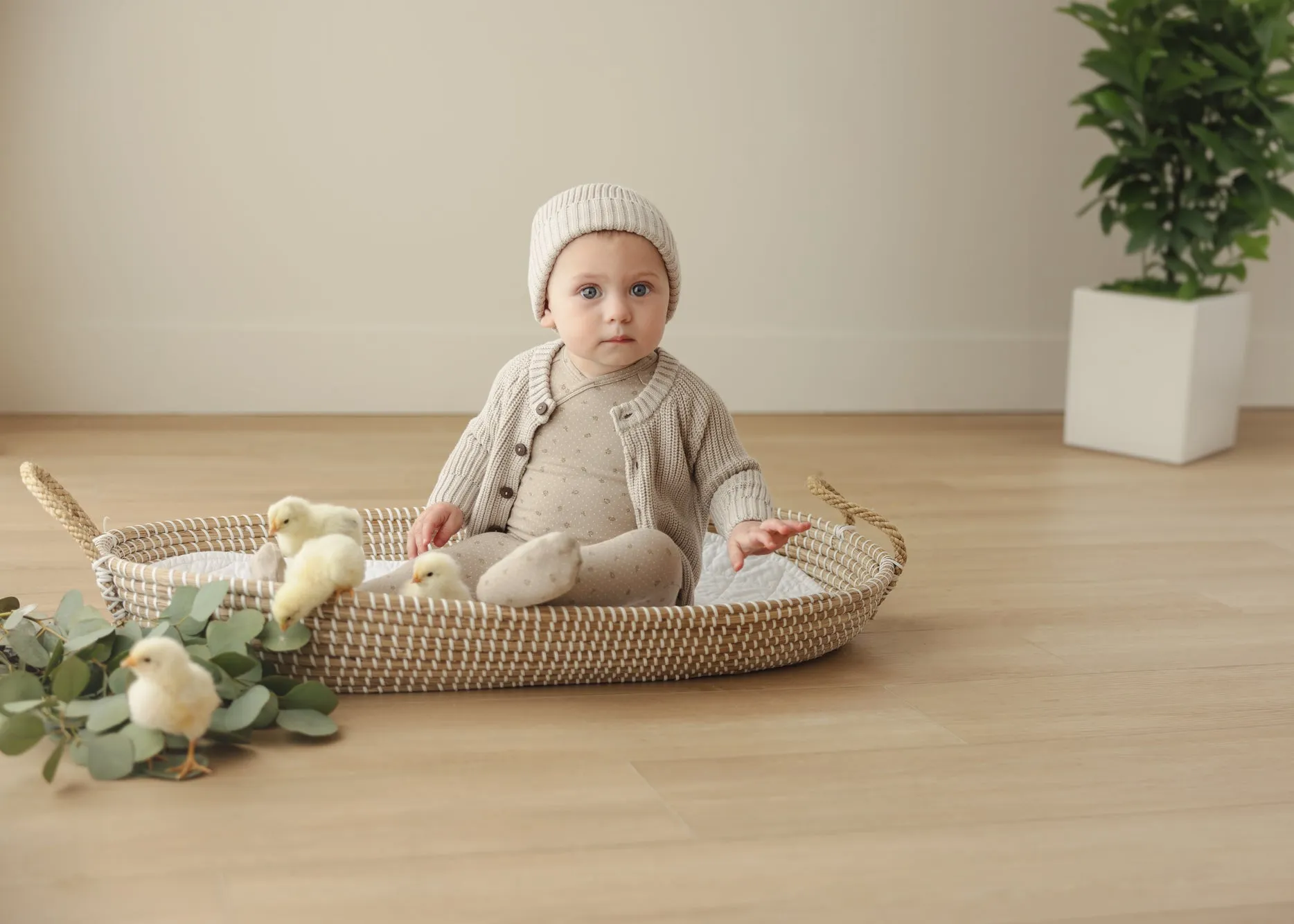 Chunky Knit Cardigan with Beanie